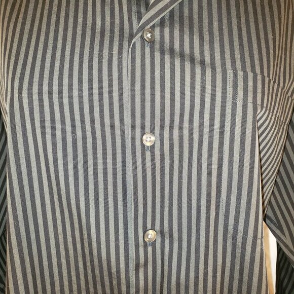 Men's Claiborne Black Striped Button Up Shirt Size L - Picture 2 of 6